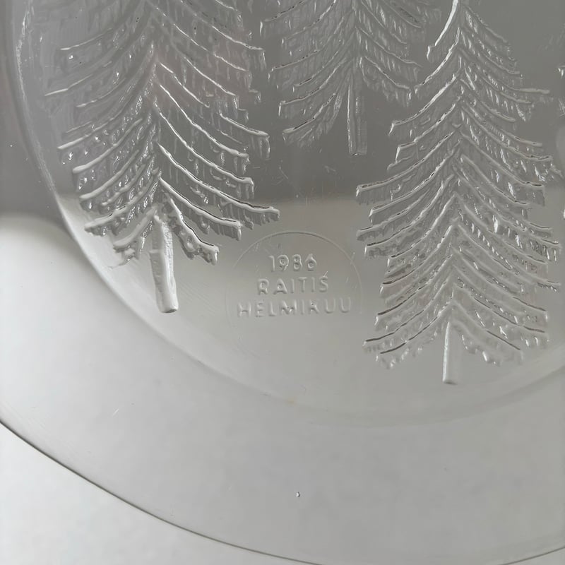 iittala kuusi glass plate 1986 | retro number