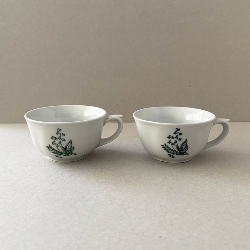 arabia green flower motif cup | retro number