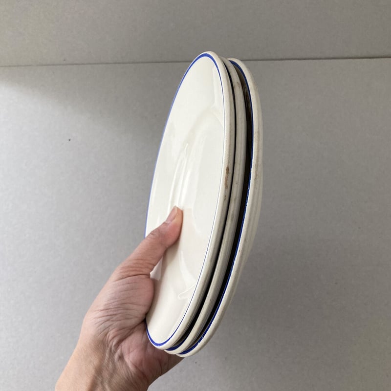 old arabia blue line plate 19cm | retro number