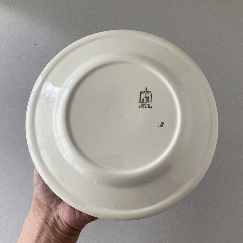 * old arabia ❀ ブルーのステキなロゴ入り plate old arabia blue line plate 19cm | retro number