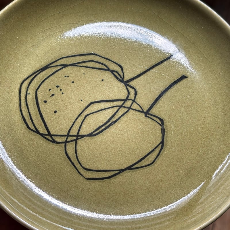 arabia fruits plate G.O.G. green 3 | retro number