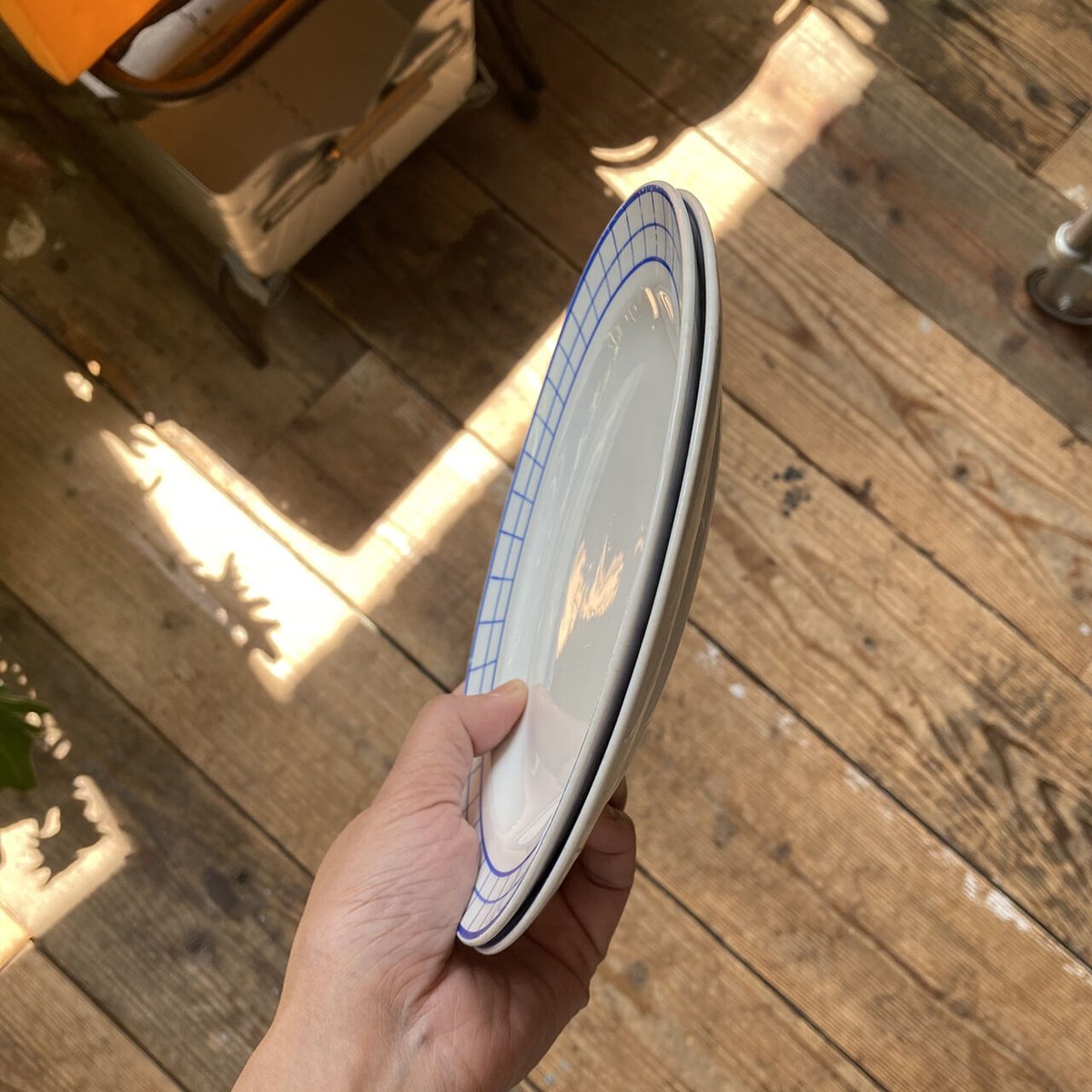 ARABIA - 確認用 arabia check pattern blue plate 19.5cm | retro