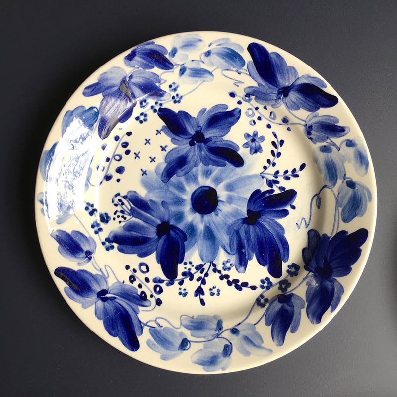 ARABIA フィンランド製 青い花柄皿 old arabia blue flower PLATE | retro number