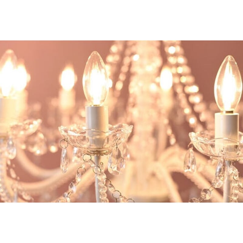 LEDライト付・プリンセス・ホワイトお手軽シャンデリア 12灯