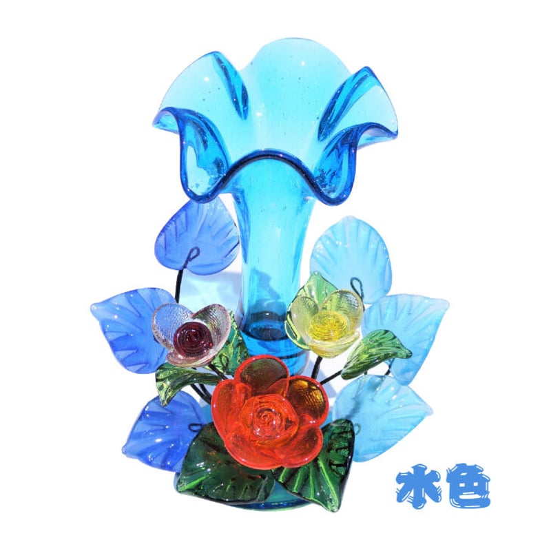 琉球ガラス ゆり花瓶M 花セット | かぐのいち 琉球ガラス ゆり花瓶M 花セット | かぐのいち