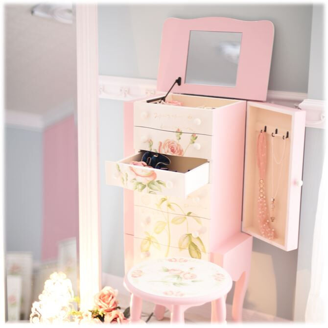 英国製＞優雅トールペイントのバラたち♪ロマンチックなジュエリーチェスト