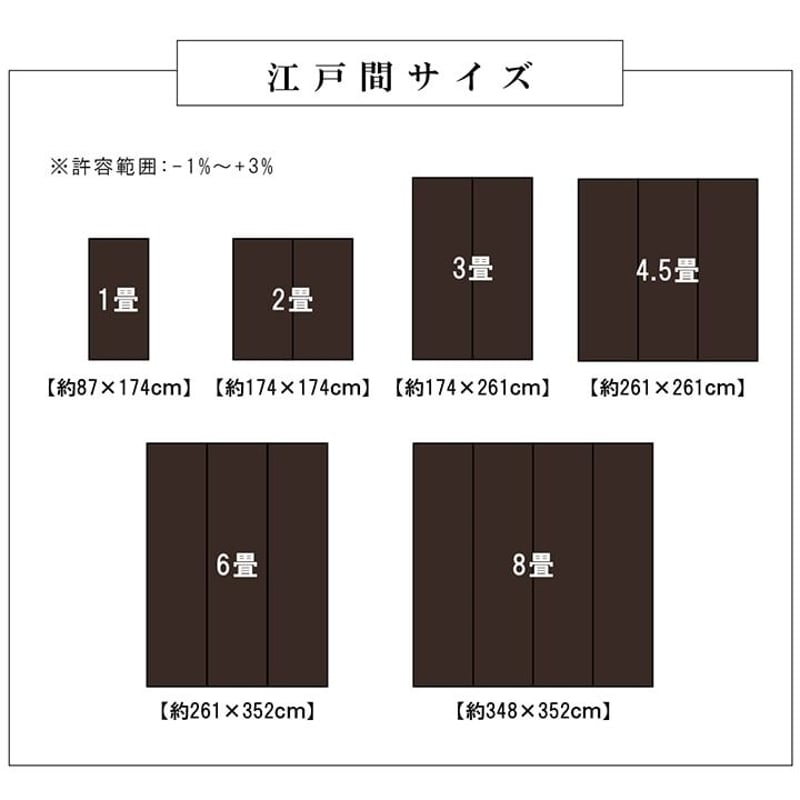 イケヒコ】国産洗えるカーペット 江戸間6畳（ブラック/ブラウン