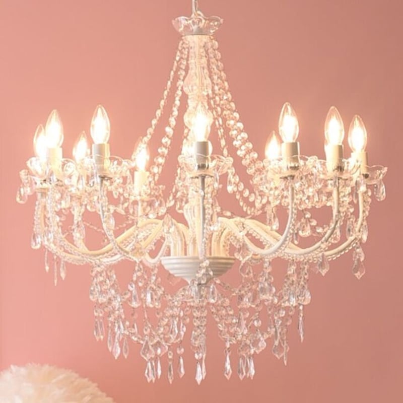 LEDライト付・プリンセス・ホワイトお手軽シャンデリア 12灯