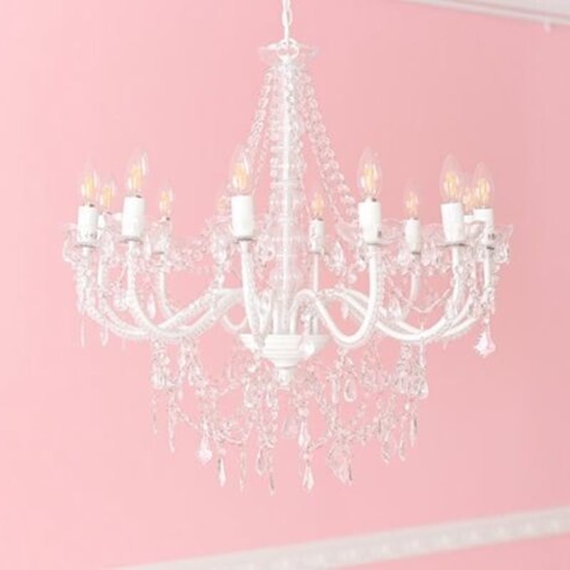 LEDライト付・プリンセスホワイト お手軽取付シャンデリア・12灯 [Y 