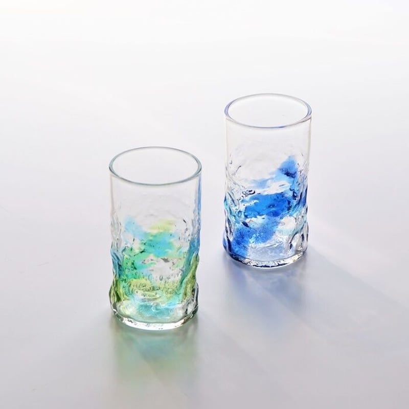 琉球ガラス　グラス二個 楽天市場】琉球ガラス 群星モールグラス 2個セット（青・緑