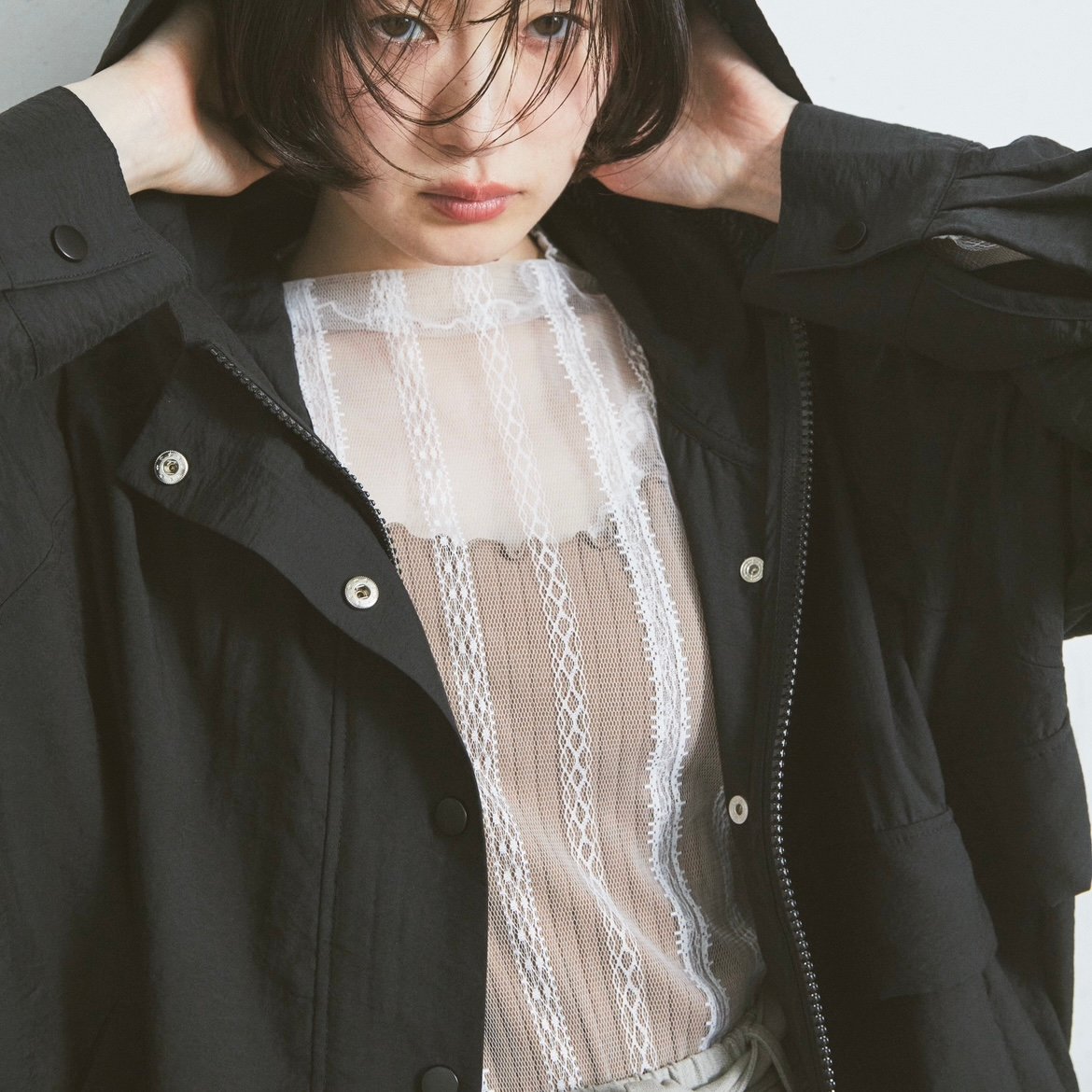 S / île hooded blouson」 SI24V0184（10）white | S