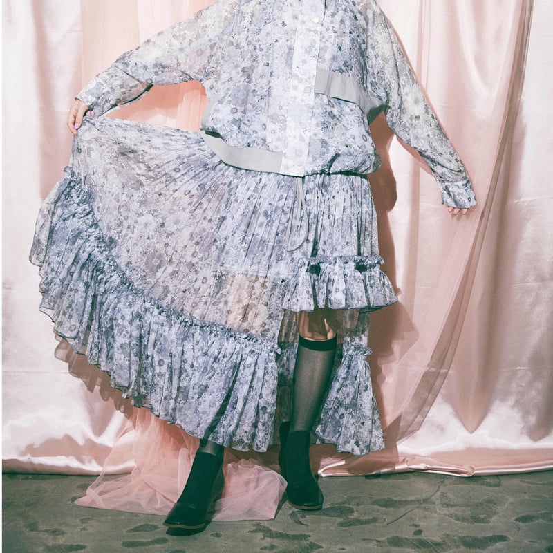 FLOWER PATCHWORK PLEATED SKIRT Ameri（アメリヴィンテージ
