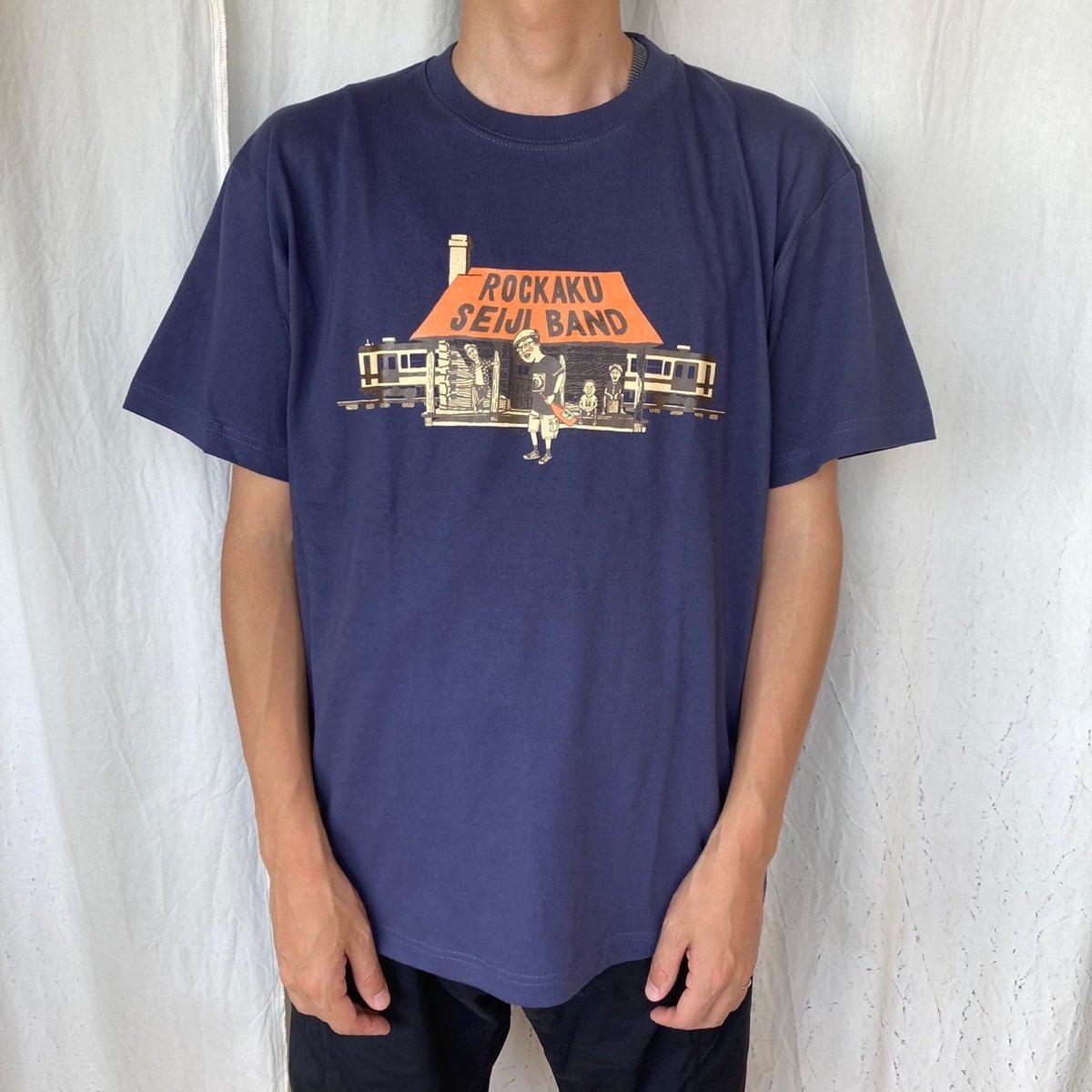 六角精児バンドTシャツ廃駅(グレイッシュパープル) | Home Work Record