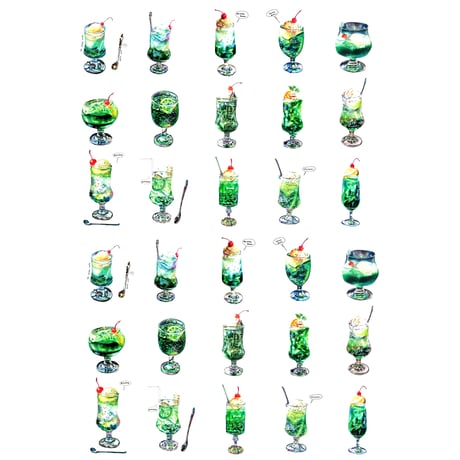 緑のクリームソーダフレークシール