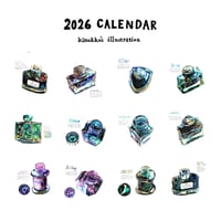 2026 希望月始まり可  卓上イラストカレンダー（送料込み） 〜万年筆インク〜