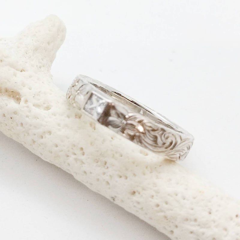 ◇Hawaiian Jewelry◇ Silver リング 4mm幅 CZ 3×3mm |
