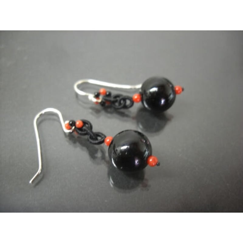 ◇天然◇ 珊瑚黒玉ピアス[0] | RUIRENKA ［ ルイレンカ ］