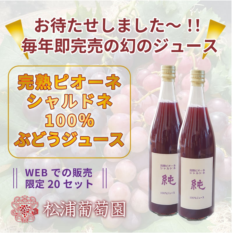 2本セット】完熟ピオーネとシャルドネの100％ぶどうジュース | 松浦