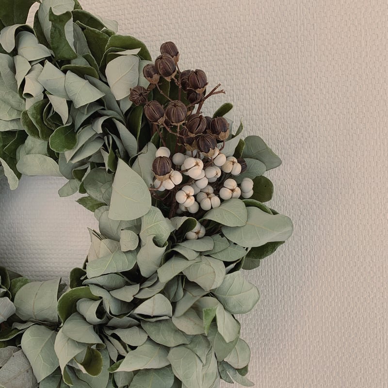 専用＊プロテア&アマランサス　シックなフェイクリース フェイジョアリース | AKAHIRA