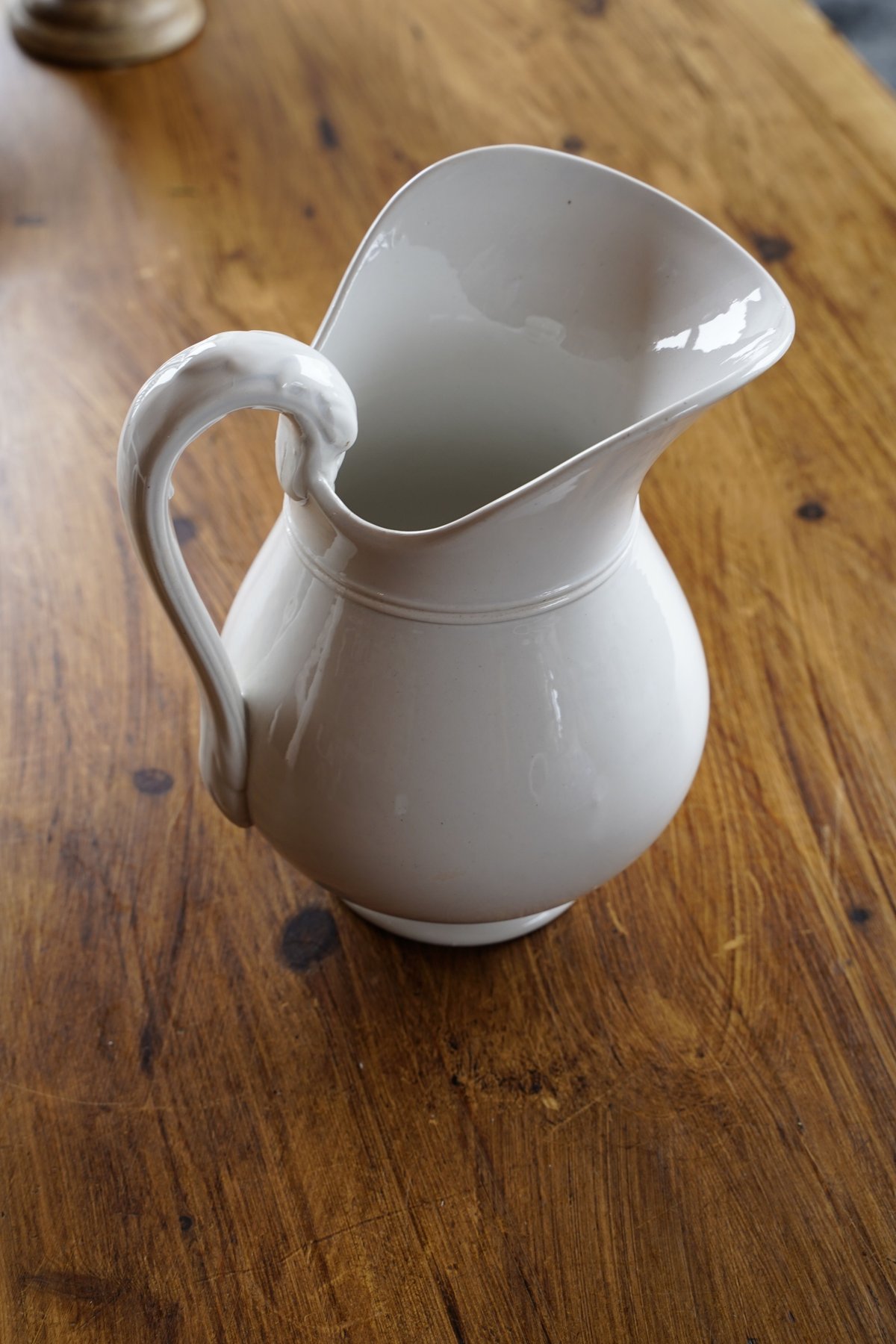 フランス アンティーク サルグミンヌ 白釉 象牙色 ピシェ 【公式通販】