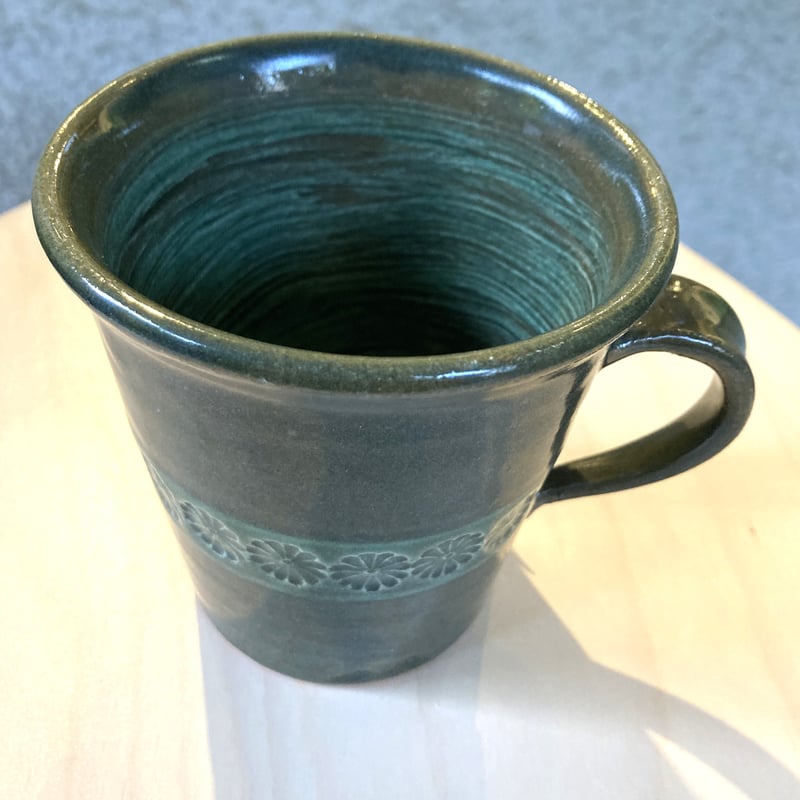 マグカップ 藁釉×呉須、緑釉、朝鮮唐津 Tasse /Mug cup white