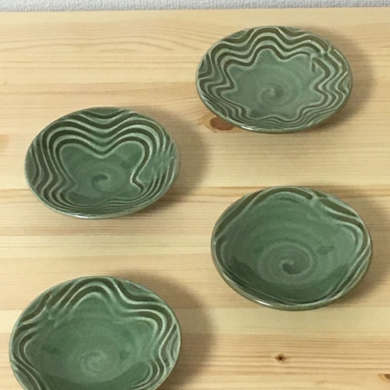 飴釉・緑釉（あめゆう・りょくゆう）豆皿 | 亀翁窯分室