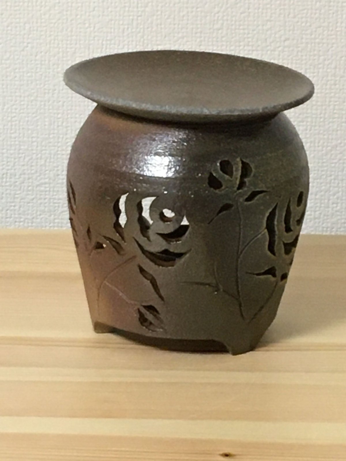 青おふけ と青仁 陶器 ローソク 仁峰 アロマ 茶香炉