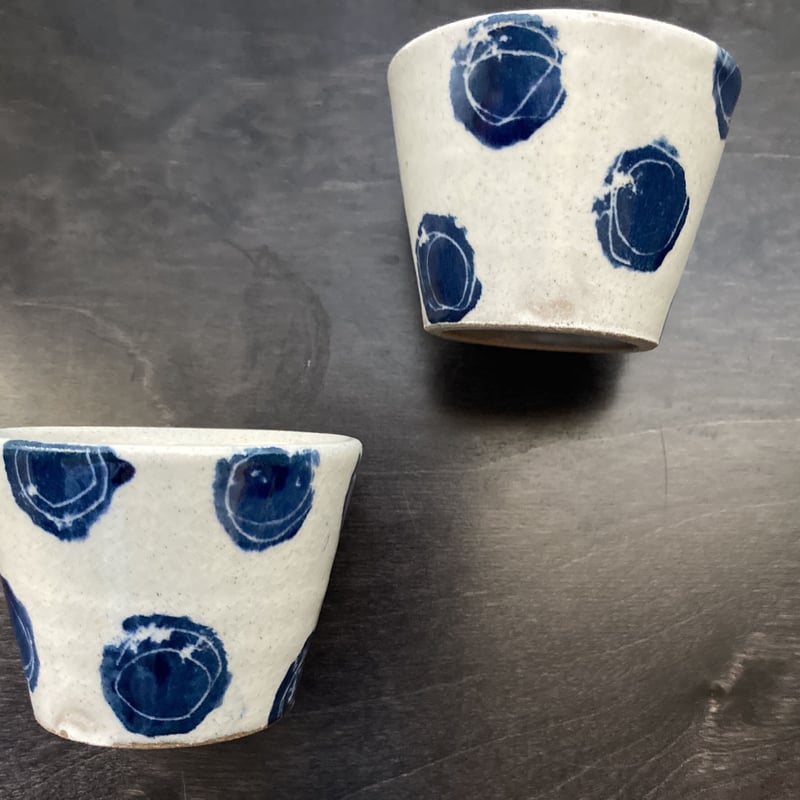 松竹梅の図　蕎麦猪口　そばちょこ 染付（そめつけ）蕎麦猪口（そばちょこ）－蕨（わらび