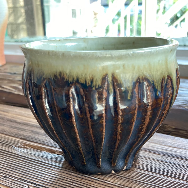 佐賀の器（武雄焼）亀翁窯…朝鮮唐津マグカップ＆ソーサー（鎬）Cup