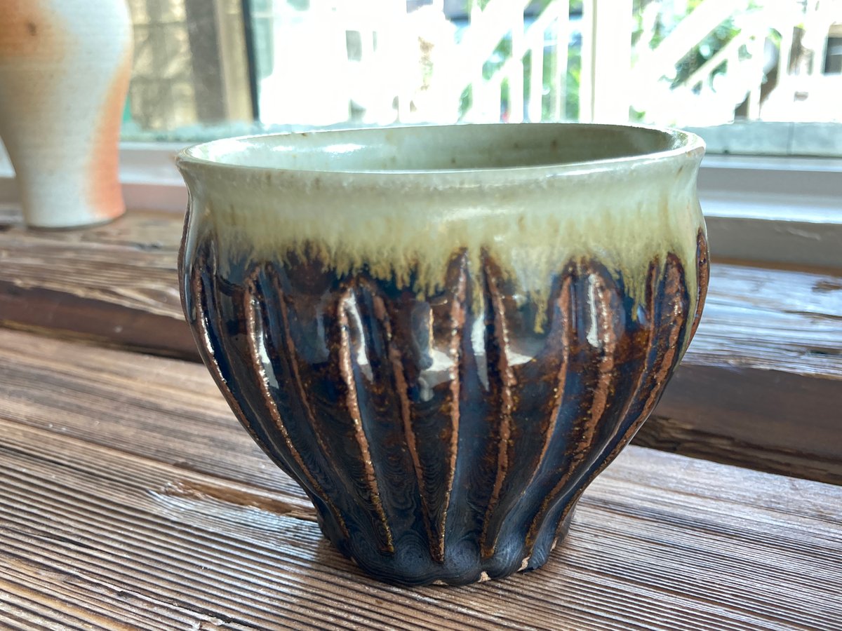 佐賀の器（武雄焼）亀翁窯…朝鮮唐津マグカップ＆ソーサー（鎬）Cup