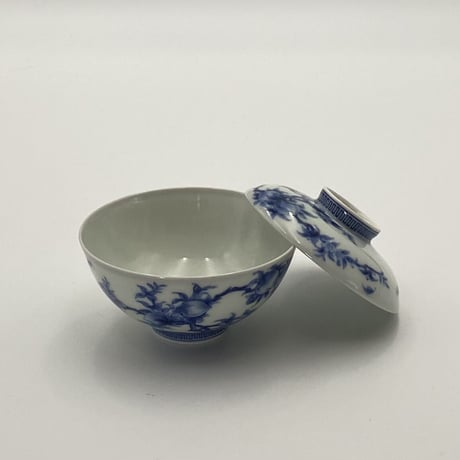 今泉今右衛門　染付桃模様飯茶碗　12客