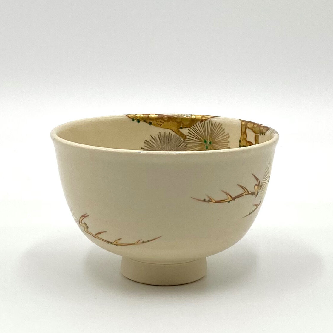 【セール】a644 茶碗 5月 「藤絵　高坏」利昇窯　加藤利昇　仁清写　12か月 加藤利昇 唐松茶碗 | とみや