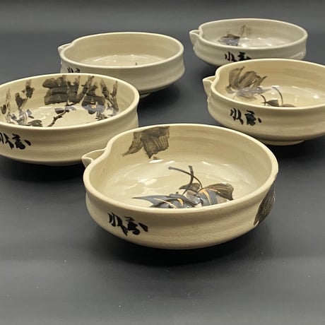 初代和田桐山　須磨対水画　　絵替片口向付　10客