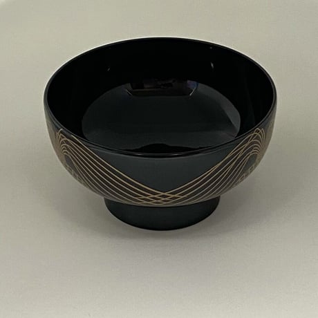 慶塚漆器工房　ひげ籠蒔絵黒蝋色煮物碗　10客