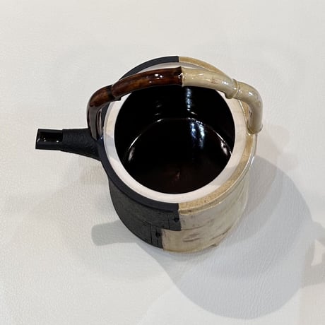 柴田窯 柴田恭久　黒鉄錆肌片身替竹節酒器 酒杯2客
