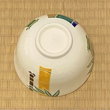 茜窯岡田華渓　竹紋茶碗