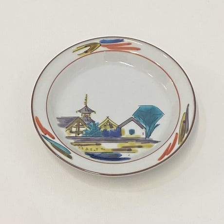 北出不二雄　色絵古都小皿　5客