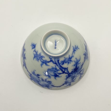 今泉今右衛門　染付桃模様飯茶碗　12客