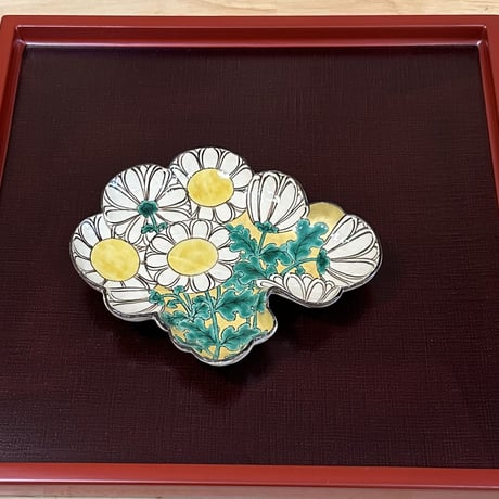 水間焼伏原窯　乾山写菊形向付