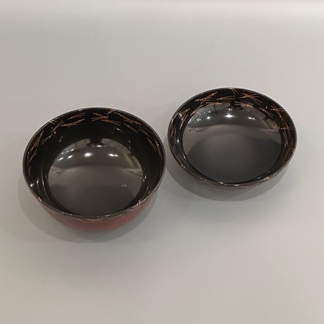 漆専堂　溜塗敷松葉煮物椀　10客組