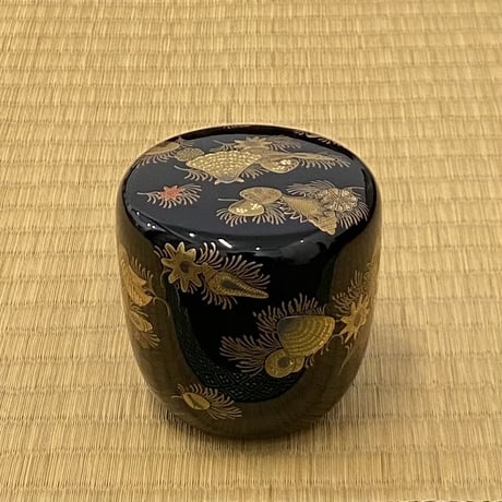 一瓢斎　海松貝蒔絵黒大棗　鵬雲斎書付
