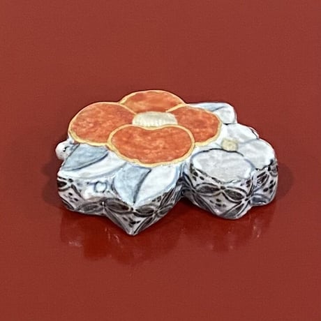 水間焼伏原窯　乾山写椿箸置　5客組 (新品)