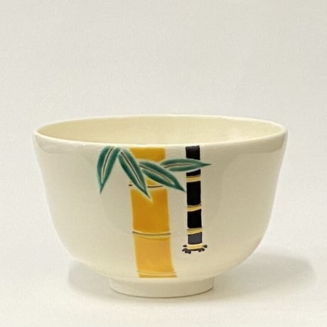茜窯岡田華渓　竹紋茶碗