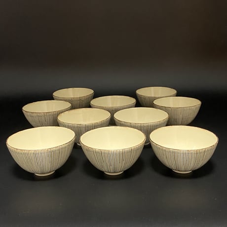 水間焼伏原窯　麦藁手飯碗  10客組