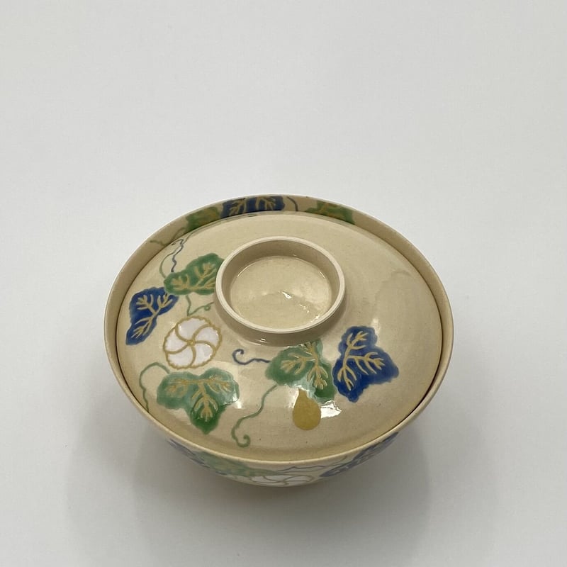 水間焼伏原窯 色絵夕顔文蓋向付 5客組 | とみや