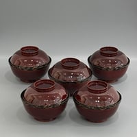 漆専堂　溜塗敷松葉煮物椀　10客組