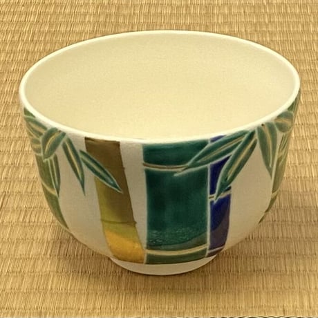 茜窯岡田華渓　竹紋茶碗