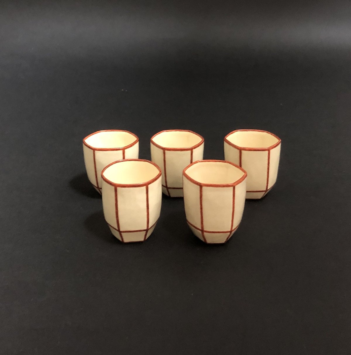 水間焼伏原窯 赤絵ぼんぼり猪口 5客 (新品) | とみや