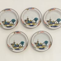 北出不二雄　色絵古都小皿　5客