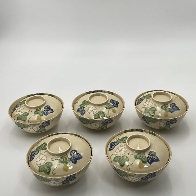 萬古焼　陶華園造　色絵　窓絵　山水人物花文　小皿　十客　共箱　M　R8897 萬古焼 陶華園造 色絵 窓絵 山水人物花文 小皿 十客 共